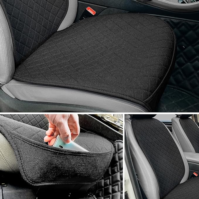 Linen Car Seat Covers Front Seat Covers Breathable Cloth Fabric Car Seat Protector - Universal Fit for Cars, Vans, SUVs, Truc