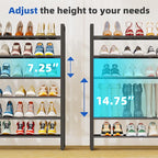 Simple Trending Shoe Rack Holds 60 Pairs, 12 Tier Shoe Organizer, Heavy Duty Large Metal Stackable Shoe Storage for Closet, B