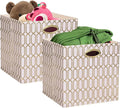 Posprica Storage Bins, Storage Cubes,13×13 Fabric Drawers Organizer Basket Boxes Containers (13×13×13/2pcs, Cream/gold geomet