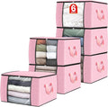 Fab totes 6 Pack Clothes Storage, Foldable Thick Fabric Blanket Storage Bags, Containers for Organizing Bedroom, Closet, Clot