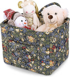 Storage Basket Boho Fabric Large Collapsible Floral Laundry Nursery Hamper Portable Folding Storage for Clothes Toys (Blue)
