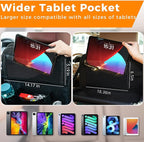 Backseat Car Organizer with Tray, 9 Storage Pockets Back Seat Protector with Foldable Tablet Holder, Waterproof Back of Seat Kick Mats for Kids Adult, Road Trip Essentials Travel 2 Pack, Black