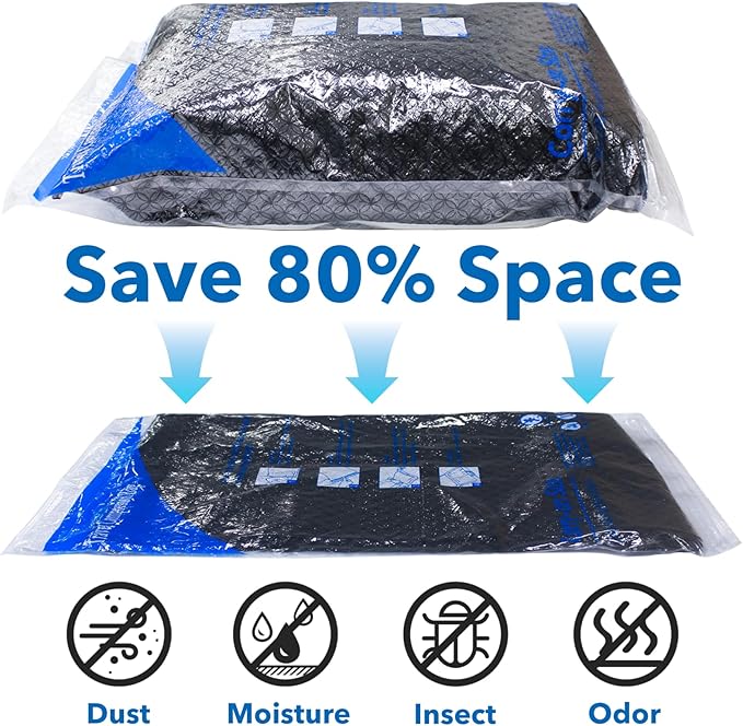 MEIQIHOME Vacuum Storage Bags, Space Saver Sealer Bags for Clothing, Pillows, Comforters, Blankets, Bedding, Travel, 16 Roll 