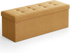 SONGMICS Mazie Collection - Storage Ottoman Bench, 43 Inches Folding Foot Rest Stool, End of Bed Bench, Easy Assembly, for Li