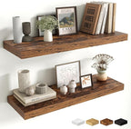 Fun Memories Floating Shelves for Wall, 30 Inch Long Floating Shelves Set of 2, 30 x 10 Wooden Shelves for Wall, Large Storag
