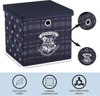 Harry Potter Collapsible Storage Cube with Removable Lid,10” x 10” x 10” Fabric Organizer Bin for Kids Bedroom, Closet or Pla