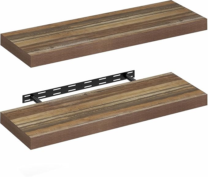 Furinno TANNA Floating Shelves for Wall Set of 2, 12 x 35 Wall Shelf, Wall Mounted Floating Shelf with Invisible Bracket, 2-i
