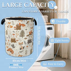 Woodland Fox Laundry Basket Collapsible Laundry Hamper, Oxford Cloth Storage Bin for Room/Bathroom/Bedroom/Dormitories 16" X 