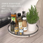 16" Lazy Susan Oak Wood Turntable Organizer for Cabinet, Farmhouse Round Lazy Susan Organization and Storage for Dining Table