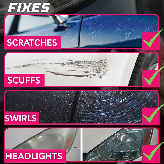 16 Fl. Oz Large Size Scratch Remover for Cars – Removes Swirls & Light Scratches in Minutes – Clear Coat Safe Car Polish Compound – Easy Hand Application Paint Restorer- No Buffer Needed