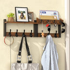 29'' Rustic Coat Rack Wall Mount with Shelf, Solid Wood Coat and Key Hanger with 11 Metal Hooks, Farmhouse Wall Organizer for