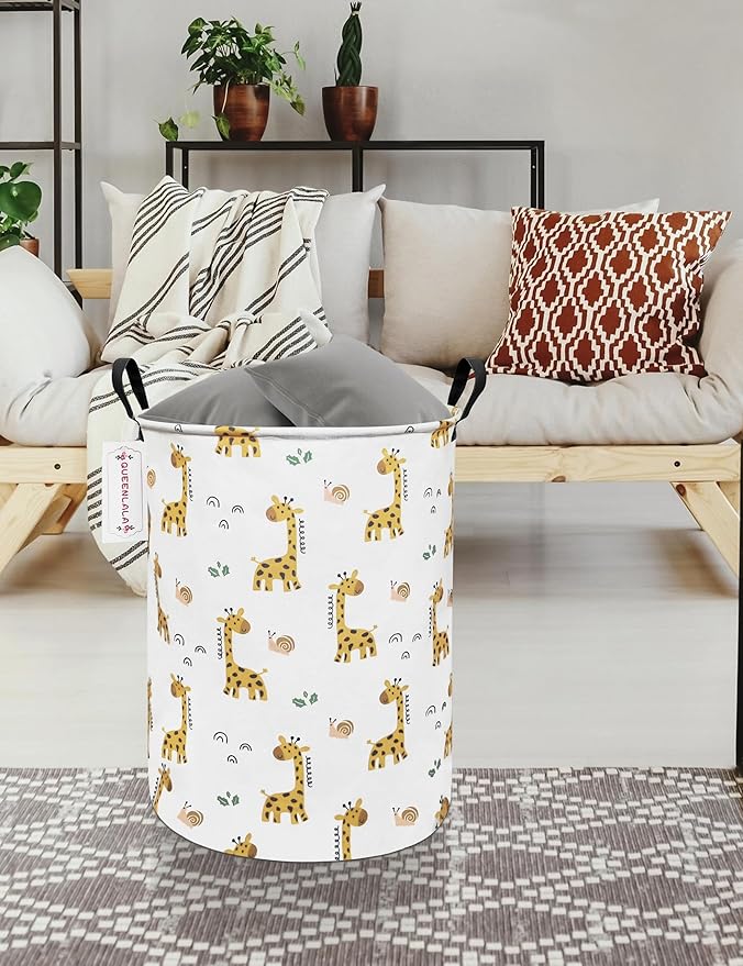 QUEENLALA Large Storage Basket,Laundry Hamper/Bathroom/Home Decor/Collapsible Round Storage Bin,Boys and Girls Hamper/Boxes/C