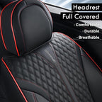 Coverado Car Seat Covers Full Set, Nappa Leather Seat Covers for Cars, Waterproof Front Seat Covers and Back Seat Covers, Car