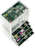 ProCase Earring Holder Organizer Jewelry Box with 10 Drawers, Acrylic Clear Earring Case with Adjustable Velvet Trays for Wom