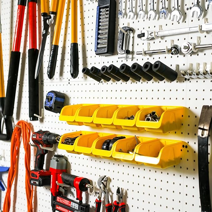 WallPeg Peg board Bin Kit - Kit PB-4 - Pegboard Accessories for Garage Storage & Tool Organizer - Workbench Bins Pegboard Acc