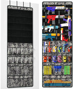 Over The Door Organizer for Toy Guns, Toys Organizer with Pockets, Hook&Loop Straps for Foam Blasters, Darts, Goggles, Hangin