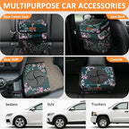 3 Gallons Car Trash Can with Lid, Car Trash Bag Bin Hanging Waterproof Automotive Garbage Cans Leak Proof Vehicle Trash Can Navy Floral
