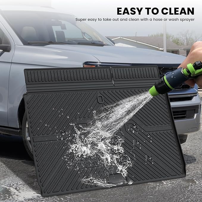 LASFIT Floor Mat with Backrest Mat Ford Expedition Max & Lincoln Navigator L 2025 2026(fit 7 and 8 Seats),Costom Fit All Weather Protection TPE Easy Clean Cargo Liners,4pcs,Black