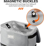 HOTOR 3 Gallons Car Trash Can, Ultra Large Capacity Organizer and Storage with Adjustable Straps & Magnetic Snaps, Waterproof Car Accessory for Interior Car Stuff Storage, Gray