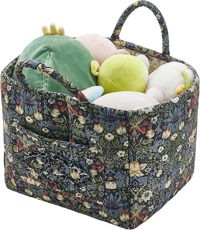 Boho Fabric Storage Basket, Large Capacity Laundry Basket, 12.2'' x 10.23'' x 10.23'' Collapsible Laundry Hamper with Easy Ca