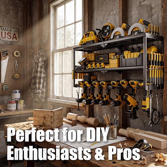 Power Tool Organizer, 8 Drill Holder for Tool Organizer, Storage and Organization for Garage, Heavy Duty Metal Tool Shelf Uti