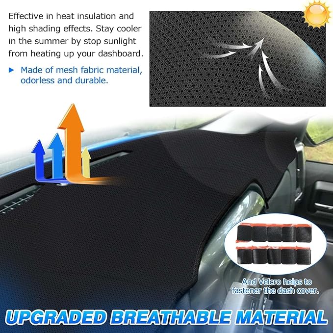 FIILINES Dash Cover Fit for 2014-2018 Chevy Chevrolet Silverado/GMC Sierra 1500, 2015-2019 Silverado/GMC Sierra 2500HD 3500HD