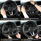 West Llama Flat Bottom Car Steering Wheel Cover for Nissan,D Shaped Steering Wheel Cover for Rogue,Altima,Kicks (Diamond Quil