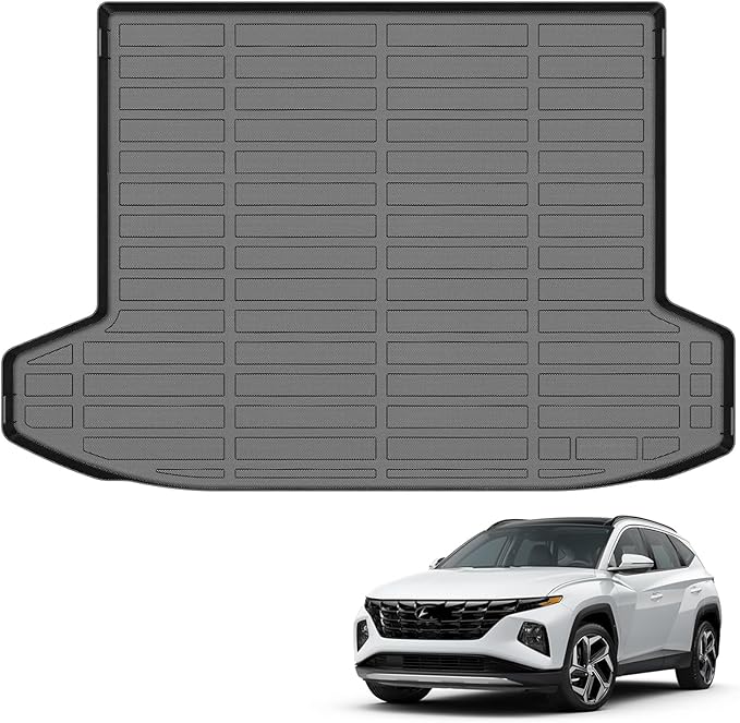 Auxko All Weather Cargo Liner Mat Fit for 2026 2025 2024-2022 Hyundai Tucson Hybrid TPE Trunk Mat Tucson Accessory All Season Odorless Anti-Slip Black