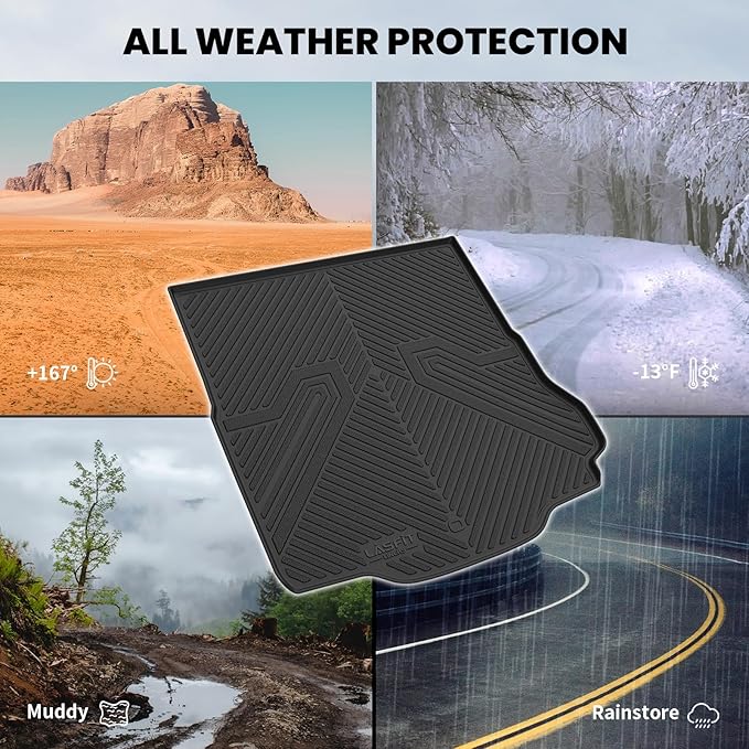 LASFIT Cargo Mat for Dodge Charger Daytona 2024 2025 Scat Pack & R/T (Fit 2-Door, Not for 4-Door), All Weather TPE Custom Fit Trunk Mats Cargo Liners, Black