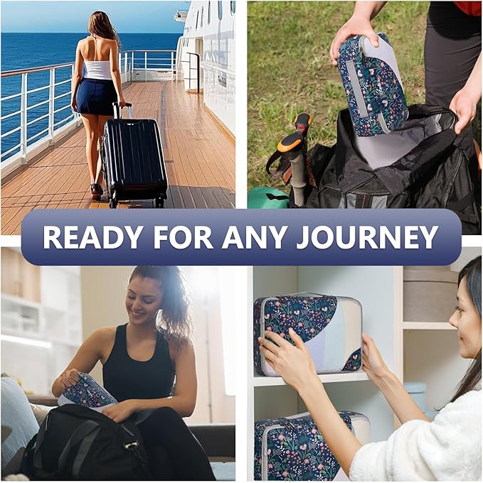 8 Set Packing Cubes for Travel, Gifts for Women Mom,Anti-Tearing Suitcase Organizer for Luggage with Shoe & Hanging Toiletry 