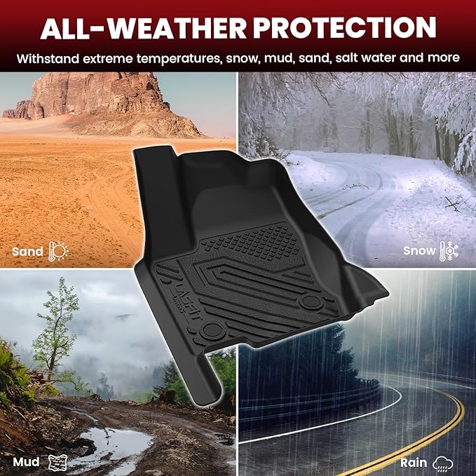 LASFIT Floor Mats for Toyota Land Cruiser 2024-2026/ for Lexus GX550 5-Seat with Cool Box 2024-2026, All-Weather Protection TPE 1st & 2nd Row Car Liners for Toyota Accsessories, Black, Easy to Clean