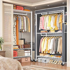 Raybee Clothes Rack with Cover, 45" W Heavy Duty Clothing Racks for Hanging Clothes, Portable Closet with Adjustable Shelves 