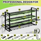 Hipidian Power Tool Organizer Wall Mount - Storage Rack with 4 Drill Holders for Drills Cordless Tools. Heavy Duty Iron Garag