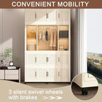 Portable Wardrobe Closet Storage Organizer for Clothes, Clothes Dresser, 12 Magnetic Doors-12 Cubes & 2 Hanging Rod,16 pcs Ha