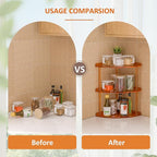 Sezanrpt 3 Tier Acrylic Corner Shelf Organizer Storage 9.5x9.5x15.7 Inch, Orange Countertop Corner Shelf for Bathroom, Kitche