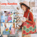 Eccliy 24 Pieces Reusable Grocery Bags Polyester Shopping Bags for Groceries Multi Colors Reusable Foldable Shopping Tote(Plants Style)