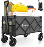 Collapsible Wagon Cart Foldable - Portable Heavy Duty Folding Beach Wagons with Wheels - Outdoor Utility Carts for Groceries, Shopping, Camping, Sports, Garden with Large Capacity - Grey