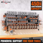 49.8" W Large Power Tool Organizer Wall Mount, Heavy Duty Tool Organizer with 14 cordless Drill Holder, 4 Layers Garage Organ