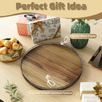 Acacia Wood 12" Lazy Susan Turntable Organizer for Table Top, Farmhouse Round Wooden Lazy Susan for Cabinet Kitchen Centerpie