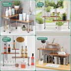 ZHWS Bathroom Counter Organizer Corner Countertop Shelf Adjustable 3 Tier Corner Shelf Kitchen Counter Organizer with 4 Metal