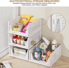 SNSLXH 5 Pack Stackable Closet Organizer Box, Multifunctional & Foldable Closet Storage Basket for Bathroom Kitchen Laundry R