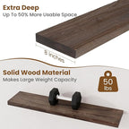 Floating Shelves for Wall Decor, 8 Inch Deep Rustic Solid Elm Wood Floating Shelves Wall Mounted, Wall Shelves with Invisible