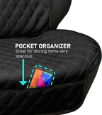 FH Group Car Seat Cushion – Faux Leather Single Front Seat Cover with Front Pockets, Airbag Compatible, Universal Fit Car Sea