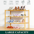 Smiry Shoe Rack, 3 Tier Thick Bamboo Shoe Organizer, Stackable Free Standing Wooden Shoe Storage Shelf for Closet, Entryway, 