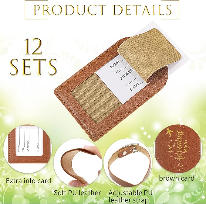 Amylove Bulk Luggage Tags Wedding Favors Adventure Begins Luggage Tags for Guests Travel Tag for Suitcase Bridal Gift 24 Pack