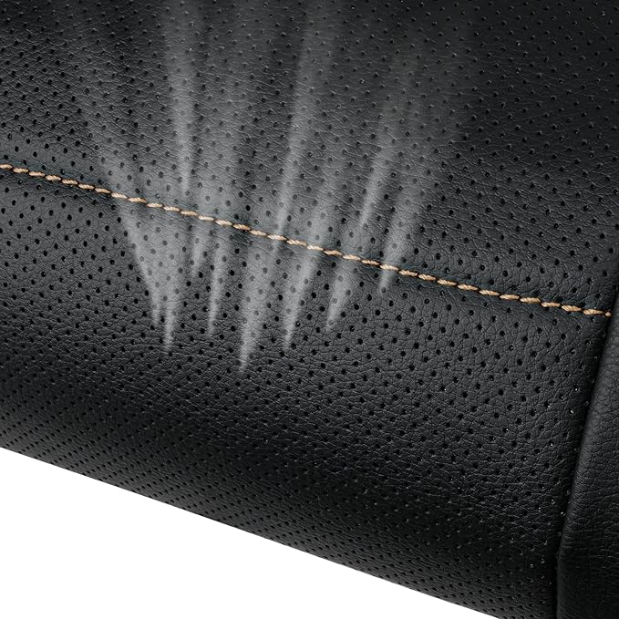 CAR PASS Universal FIT Piping Leather Car Seat Cover, for suvs,Van,Trucks,Airbag Compatible,Inside Zipper Design and Reserved Opening Holes (Full Set, Black and Beige)