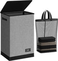 SOLEDI Laundry Hamper with Lid 90L Large & Tall Collapsible Laundry Basket, Clothes Hamper with Bag Removable Easy to Carry, 