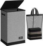 SOLEDI Laundry Hamper with Lid 90L Large & Tall Collapsible Laundry Basket, Clothes Hamper with Bag Removable Easy to Carry, 