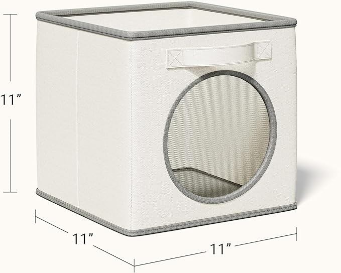 Vailando Ultra Thick Fabric Foldable Storage Bins with Mesh Window - 11 Inch Cube Storage Organizer for Clothes, Shelves, Off