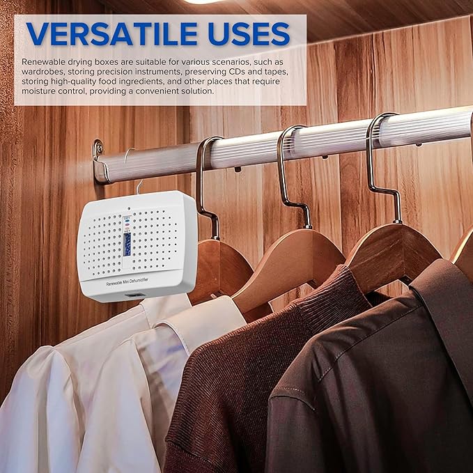 2 Pack Small Dehumidifier, Rechargeable Moisture Absorbers, Gun Safe Mini Dehumidifiers Humidity Absorbers, Damp Rid,
